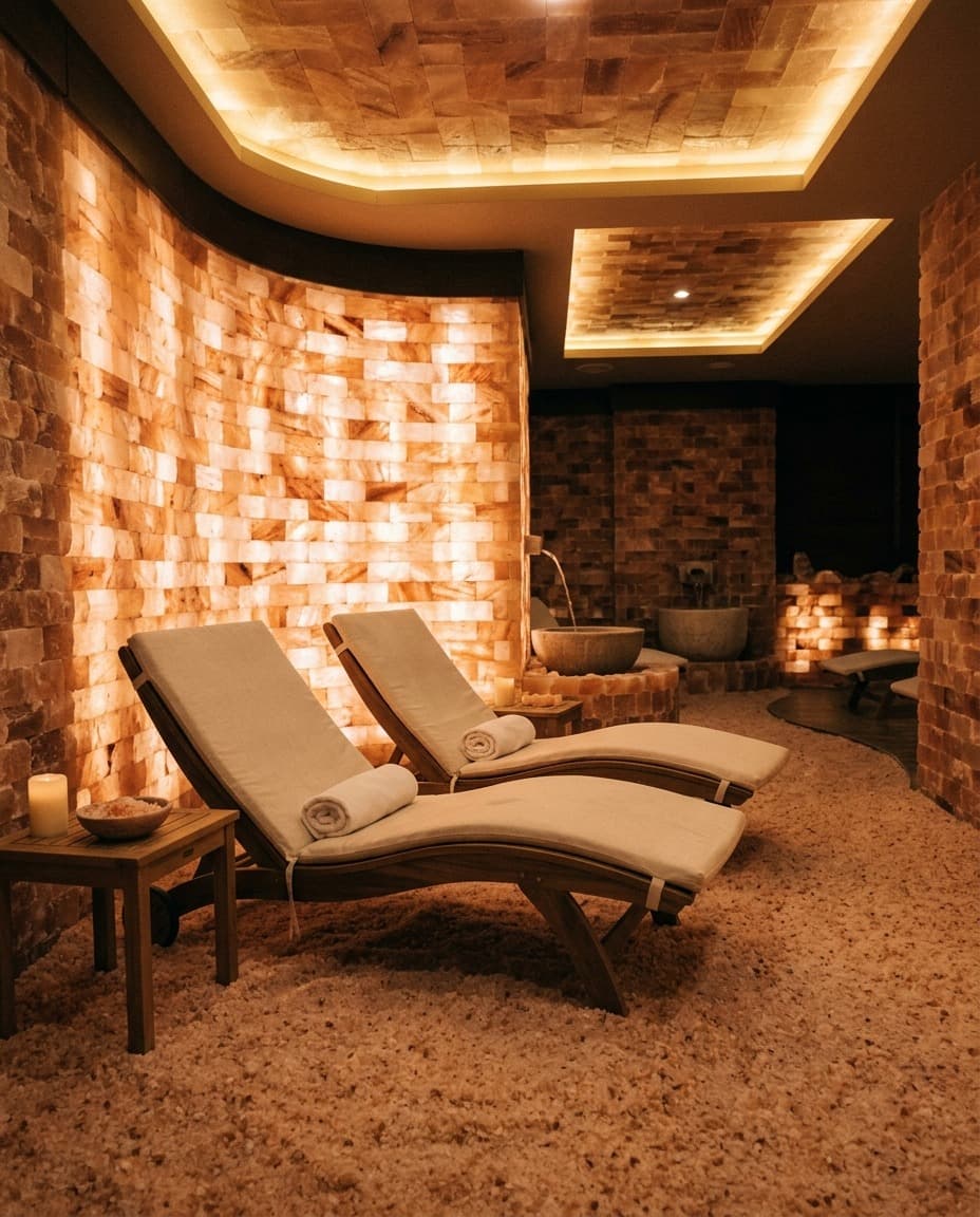 Backlit spa salt wall